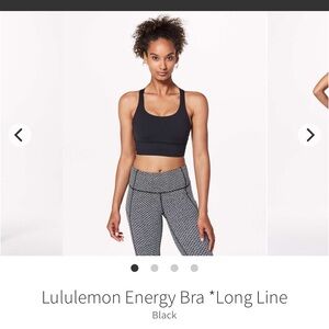 Lululemon Black Energy Bra Long Line